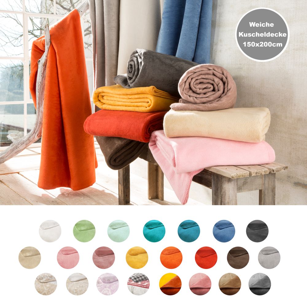 WOHNWOHL® Baumwolldecke • Kuscheldecke 150x200cm • Tagesdecke • Sofadecke • Wohndecke • Sofaüberwurf • Fleecedecke • Couch-Decke • Überwurf • Ökotex Zertifizierte • versch. Farben