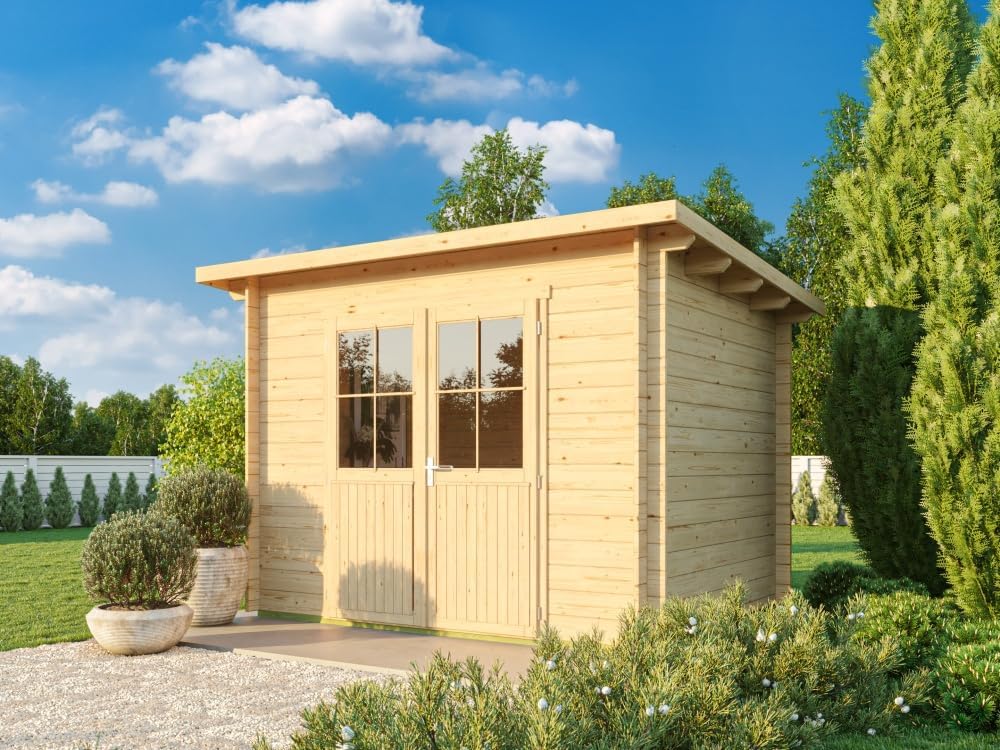 Pultdach Gartenhaus Modell Ezra 2D Imprägnierung/Farbbehandlung ab Werk Farbbehandlung Schwedenrot