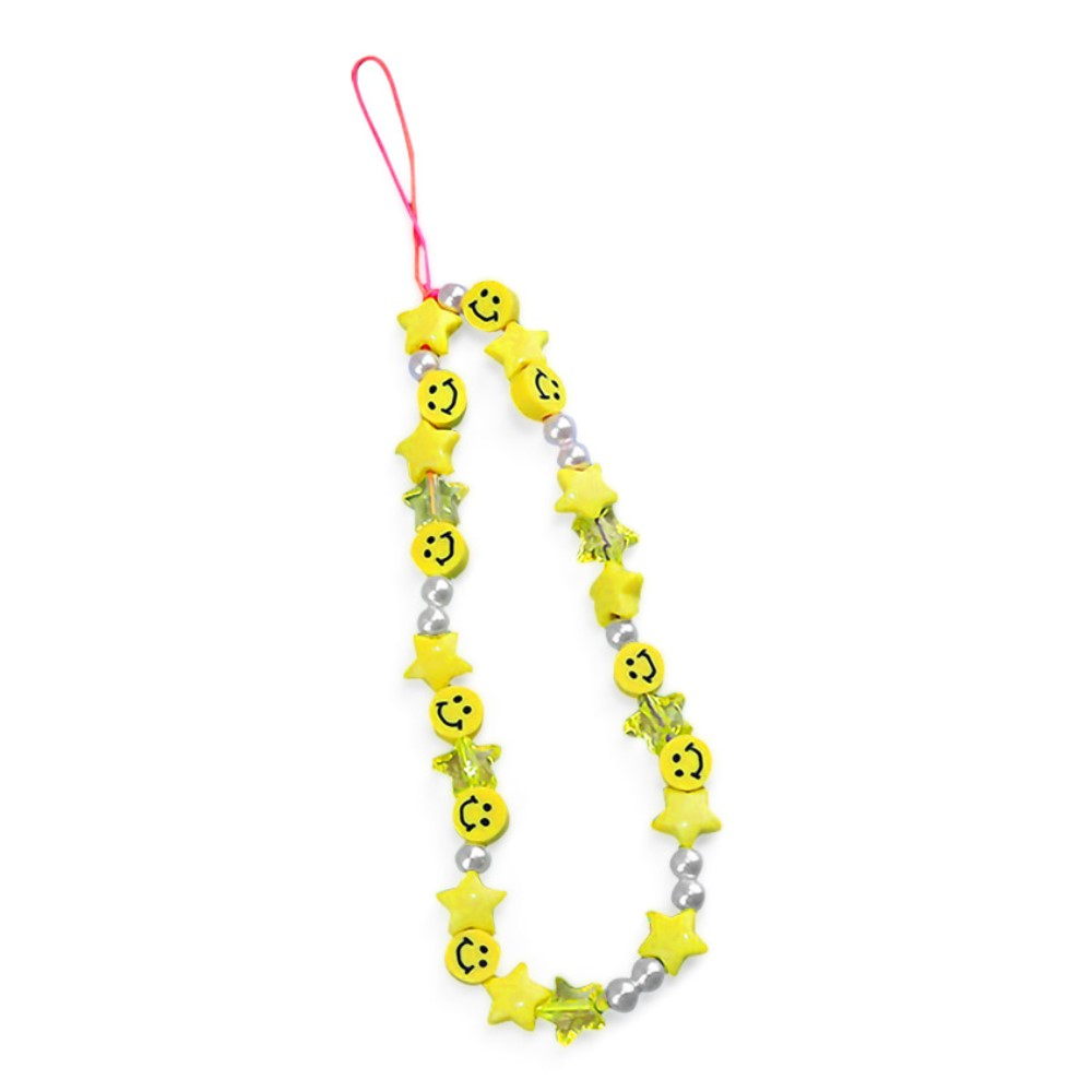 Universal Handy Kette Phone Charms Schmuck Anhänger Handgelenkschlaufe - Smiley (Gelb)