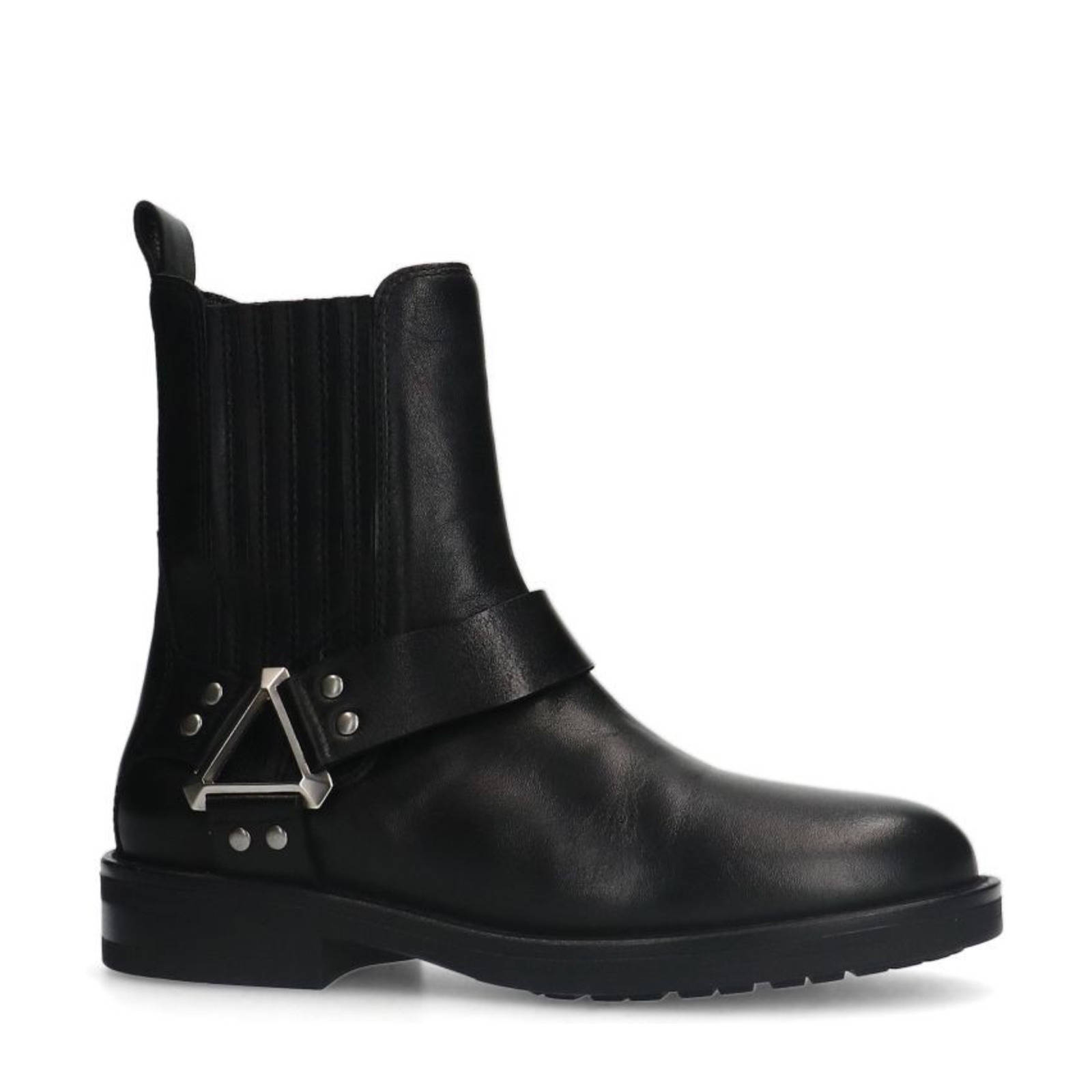 Sacha leren bikerboots zwart