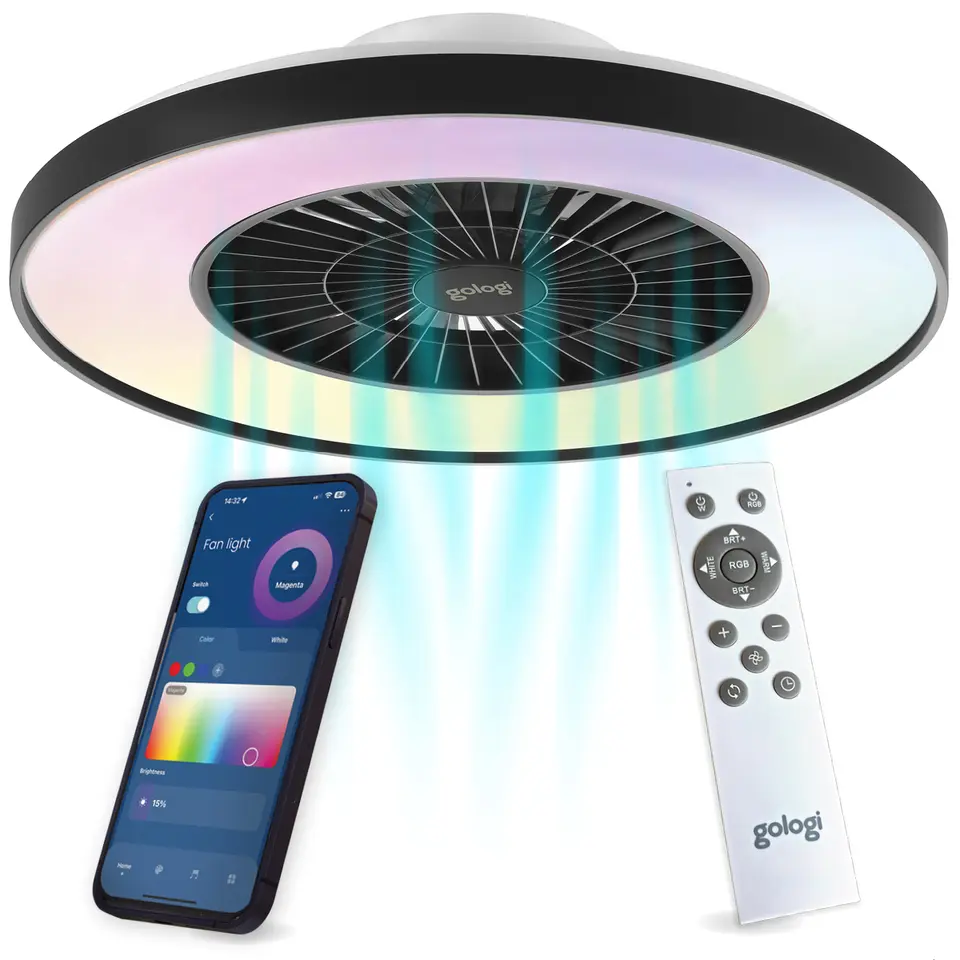 Gologi Plafondventilator met Verlichting - Ø60 cm - LED RGBW - 6 Standen