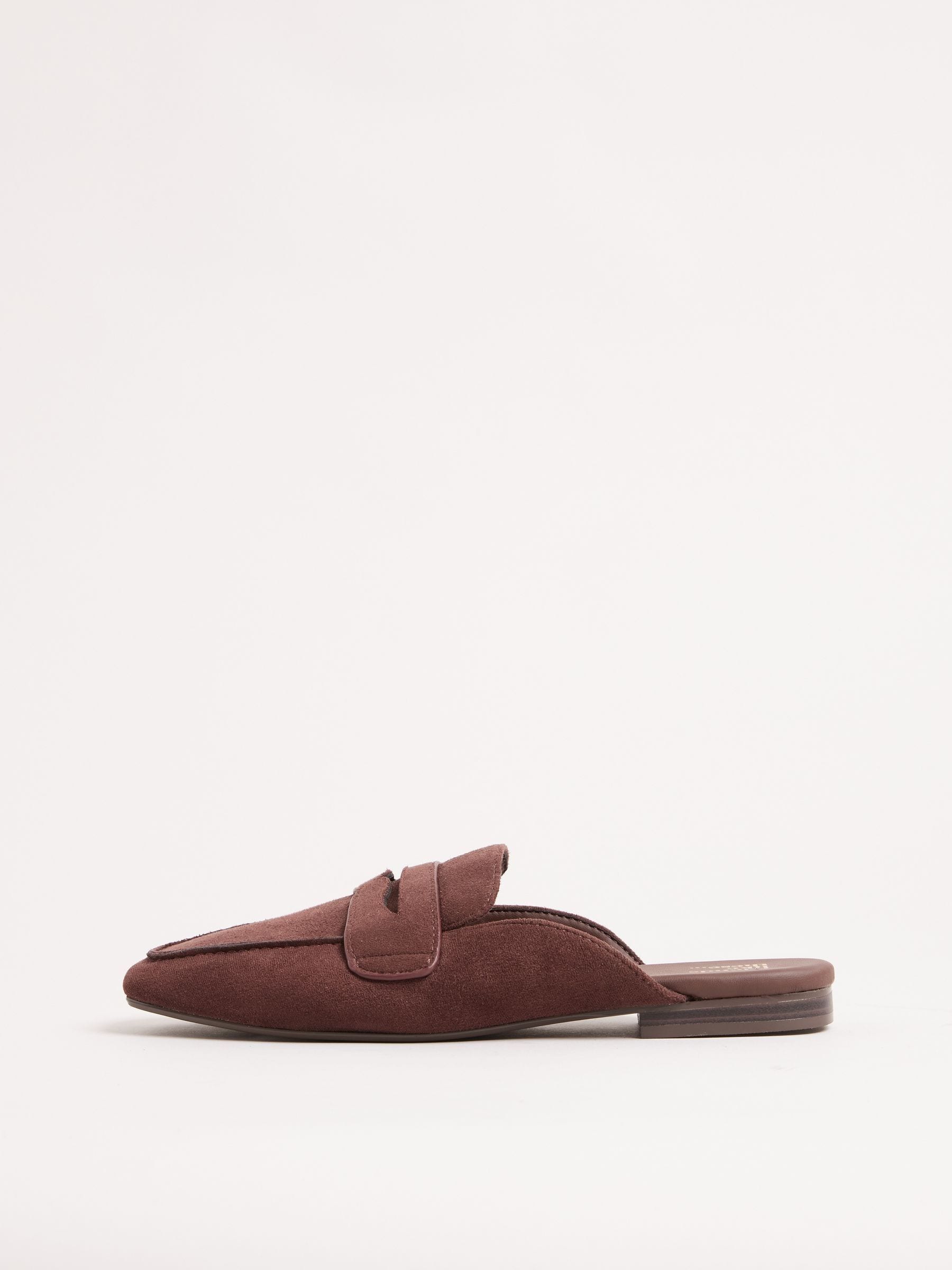 Chocoladebruin - Friends Like These Square Toe Comfort Faux Suede Mule Loafer Shoes