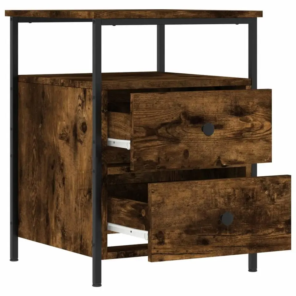 vidaXL - Nachtkastje - Bruin - Bewerkt hout - 2 stuks