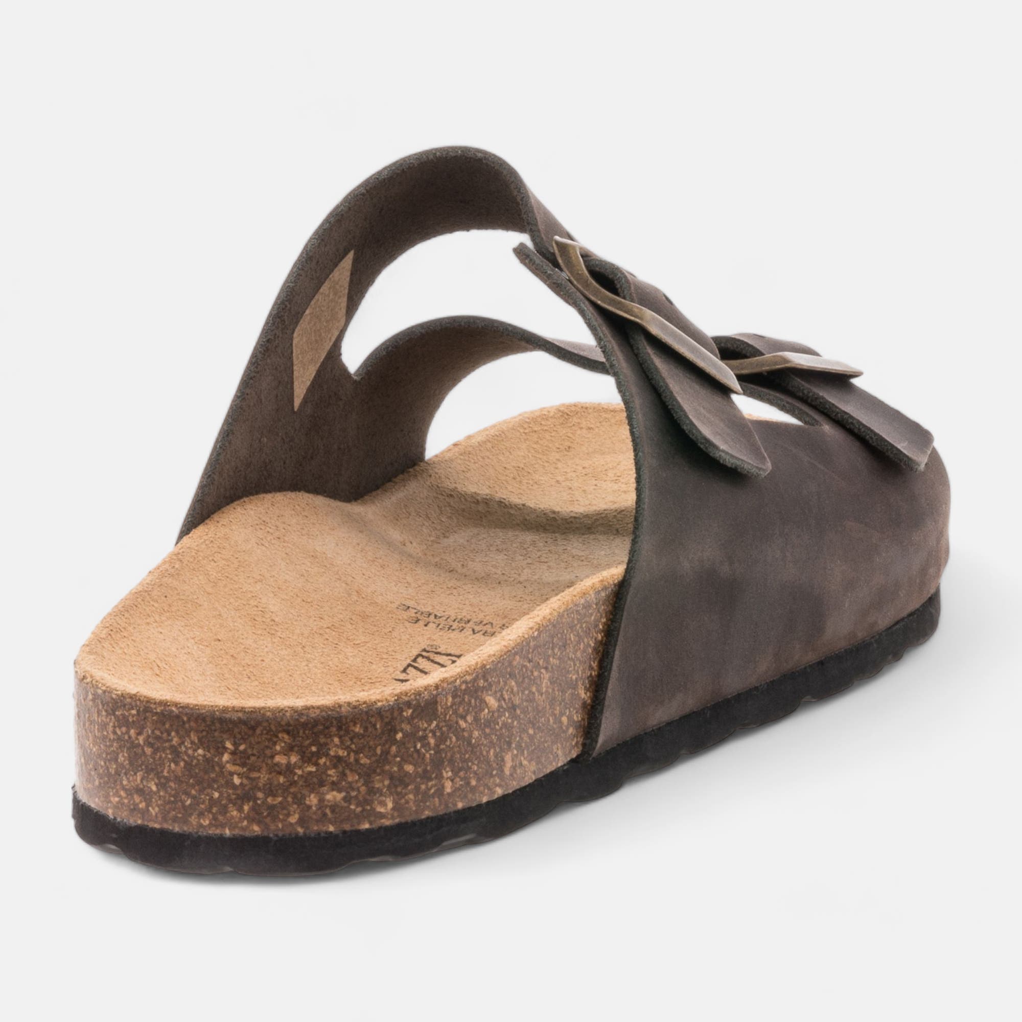 Mules semelle liège Homme en cuir marron