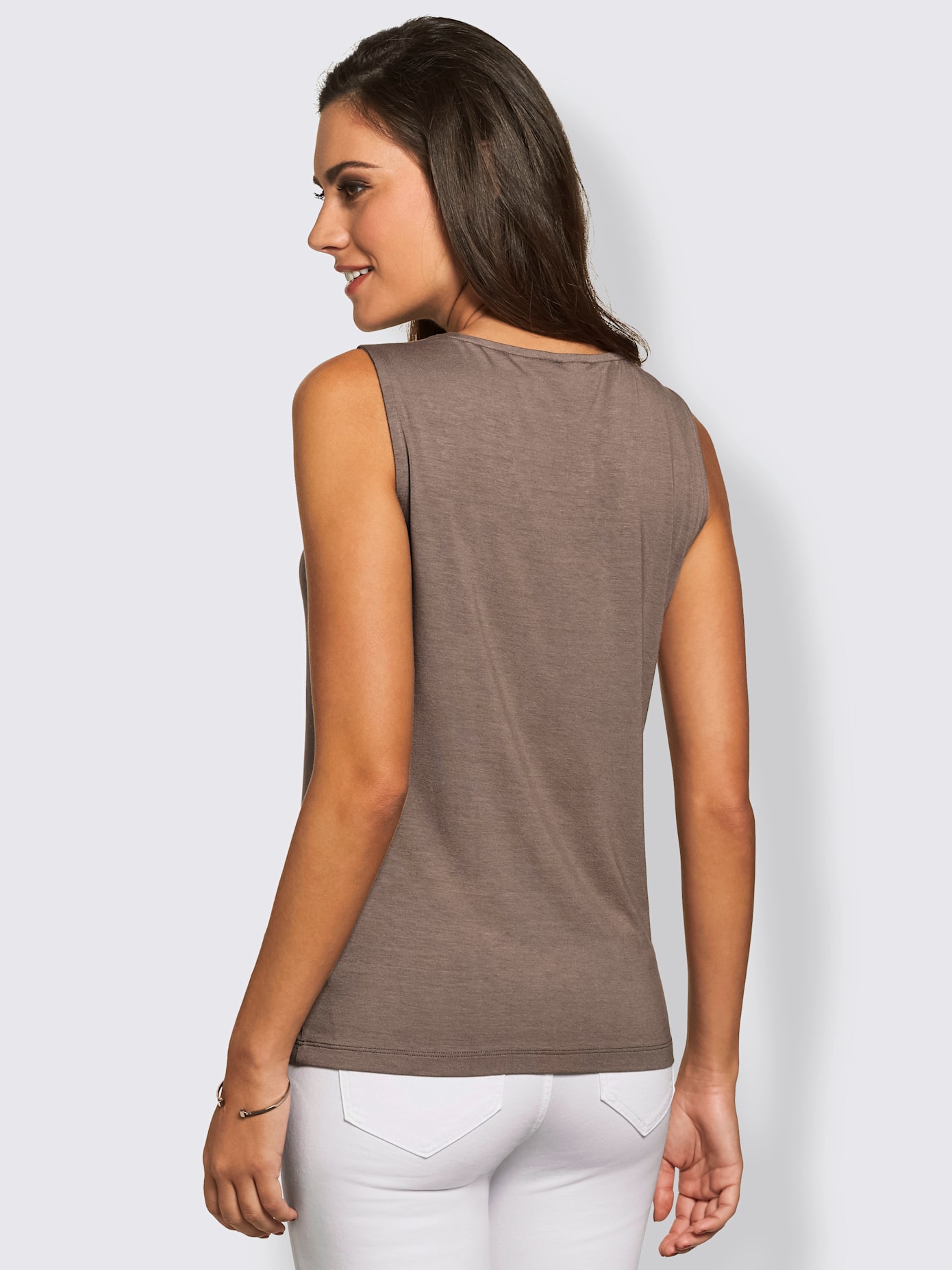 Débardeur féminin encolure brodée chic