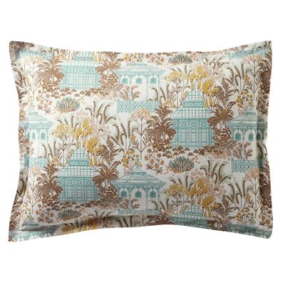 Linge de lit percale motif kiosque et feuillage - BECQUET CRÉATION