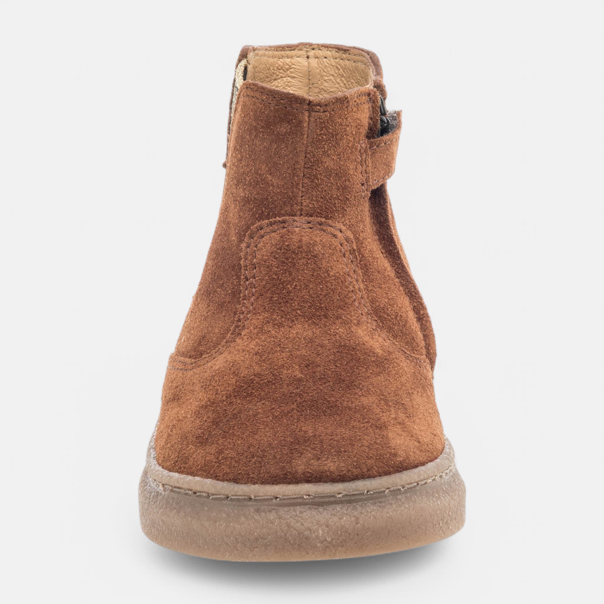 Bottines Fille en cuir cognac