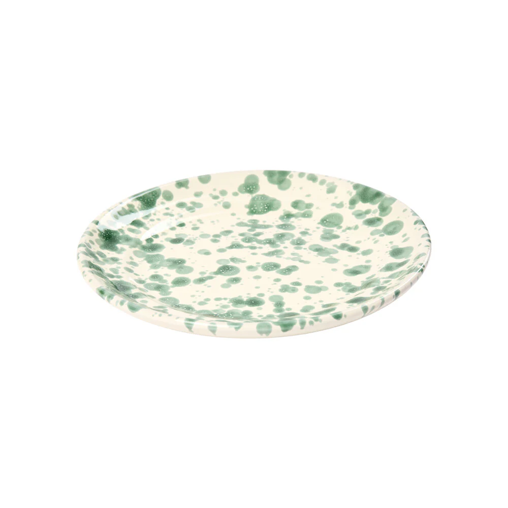 Nørr & Leo  Splatter desserttallerken, grøn - Ø18 cm.