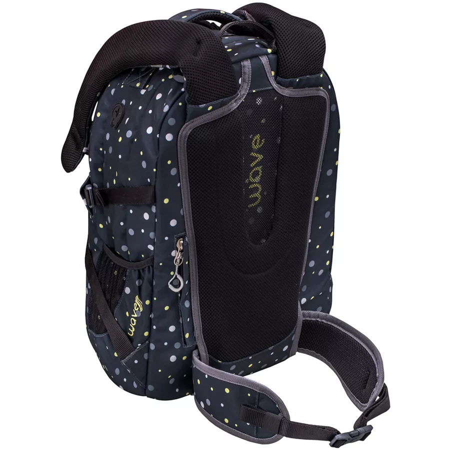 WAVE Rucksack Infinity Black and Yellow Dots
