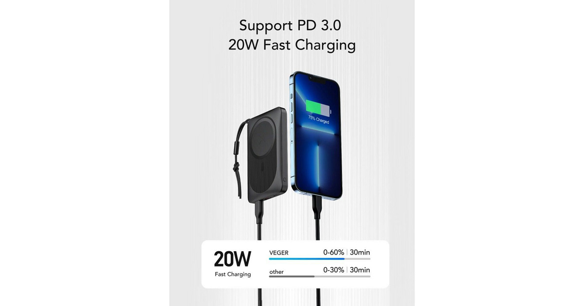 VEGERMagOn powerbank 10.000mAh  (Zwart)