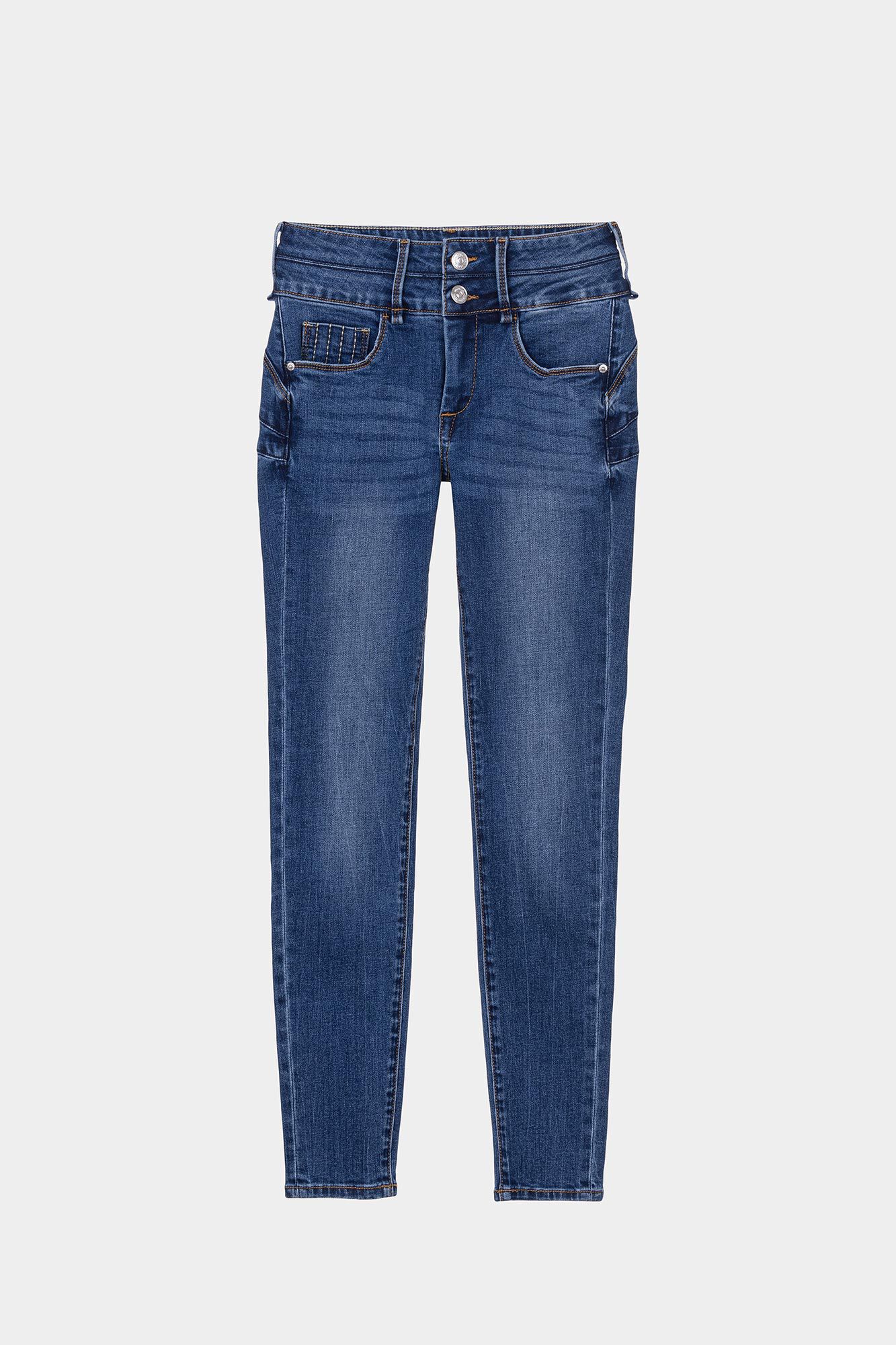 Calça jeans skinny com lavagem dupla e efeito lavado
