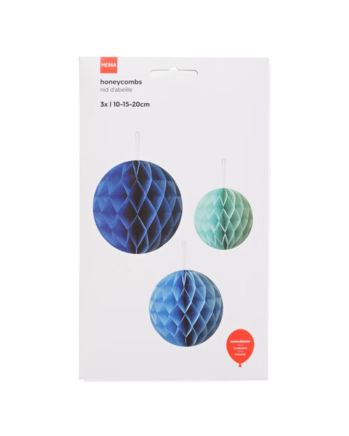 boules nid d'abeille bleues lot de 3