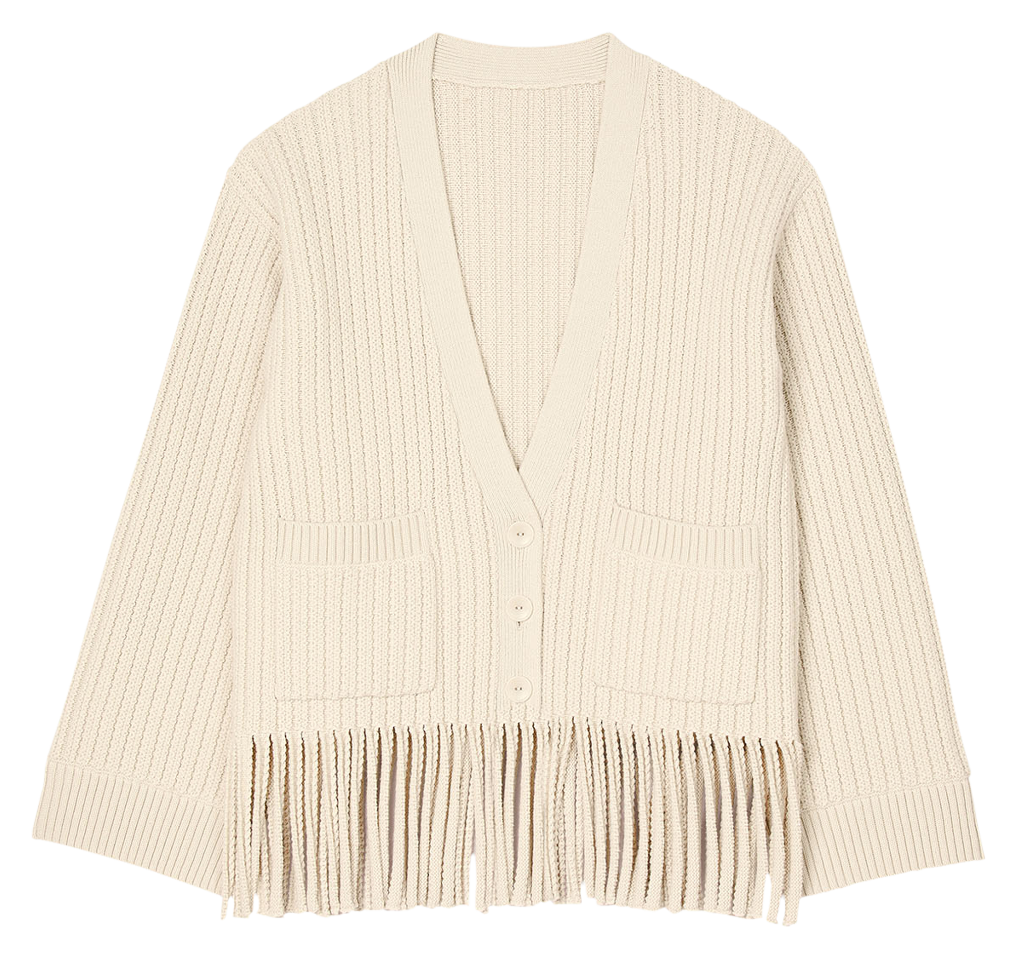 Gilet décolleté V en laine et en coton mélangés | Blanc