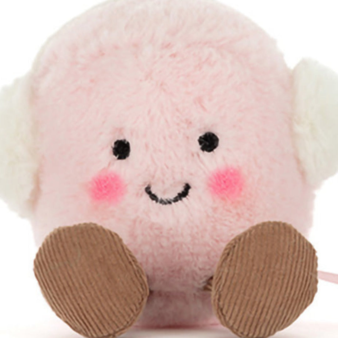 jellycat amuseables knuffelmarshmallows toastie pink and white - 16 cm