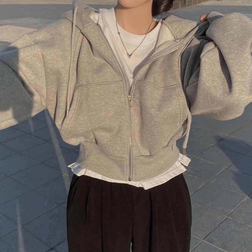 Bubapop - Effen cropped hoodie met rits