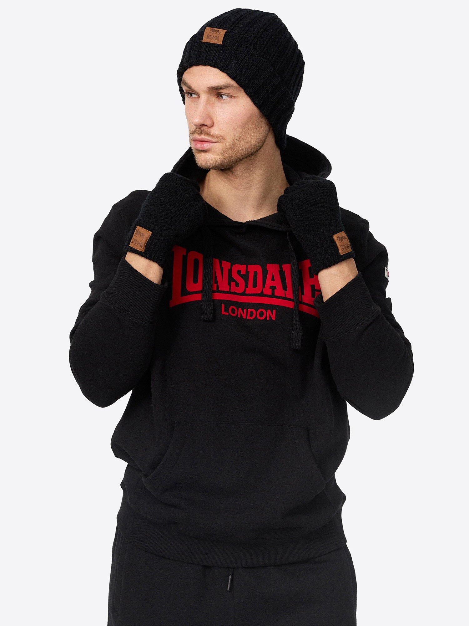 Lonsdale Unisex Mütze und Handschuh Set DEAZLEY