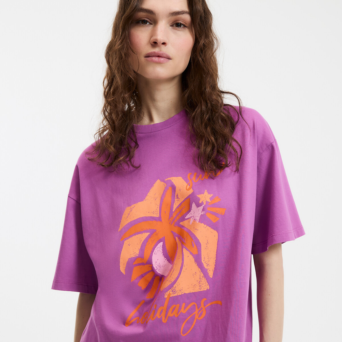 COLEÇÕES LA REDOUTE<br>Camiseta estampada com gola redonda e mangas curtas