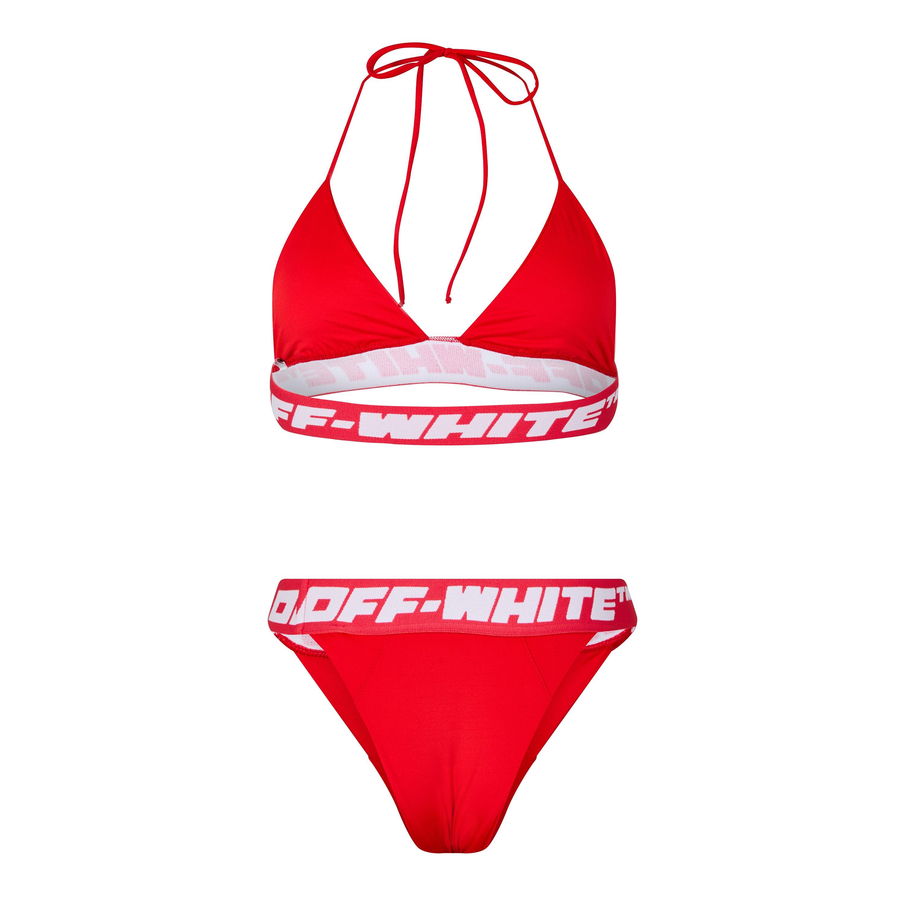 Off White Logo Tape Banded Bikini