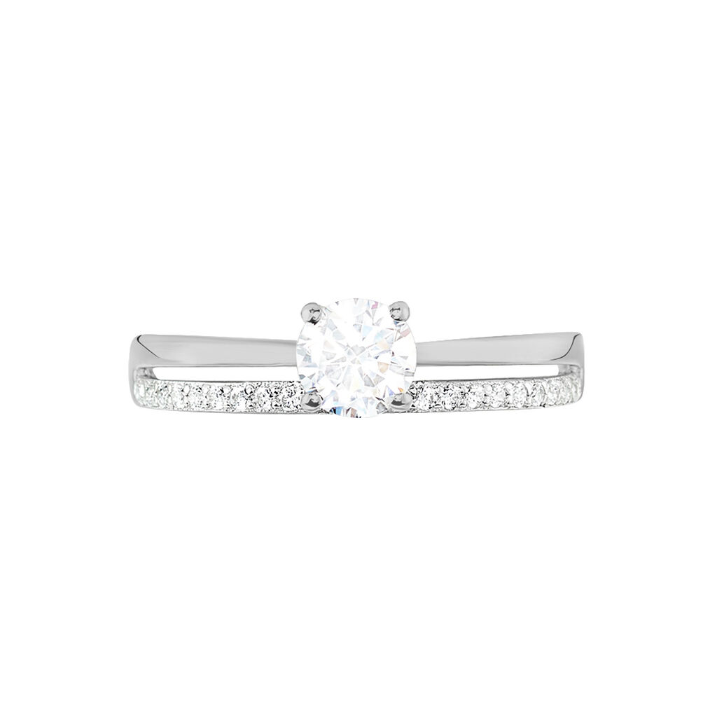 Bague Solitaire Anatoline Or Blanc Oxyde De Zirconium