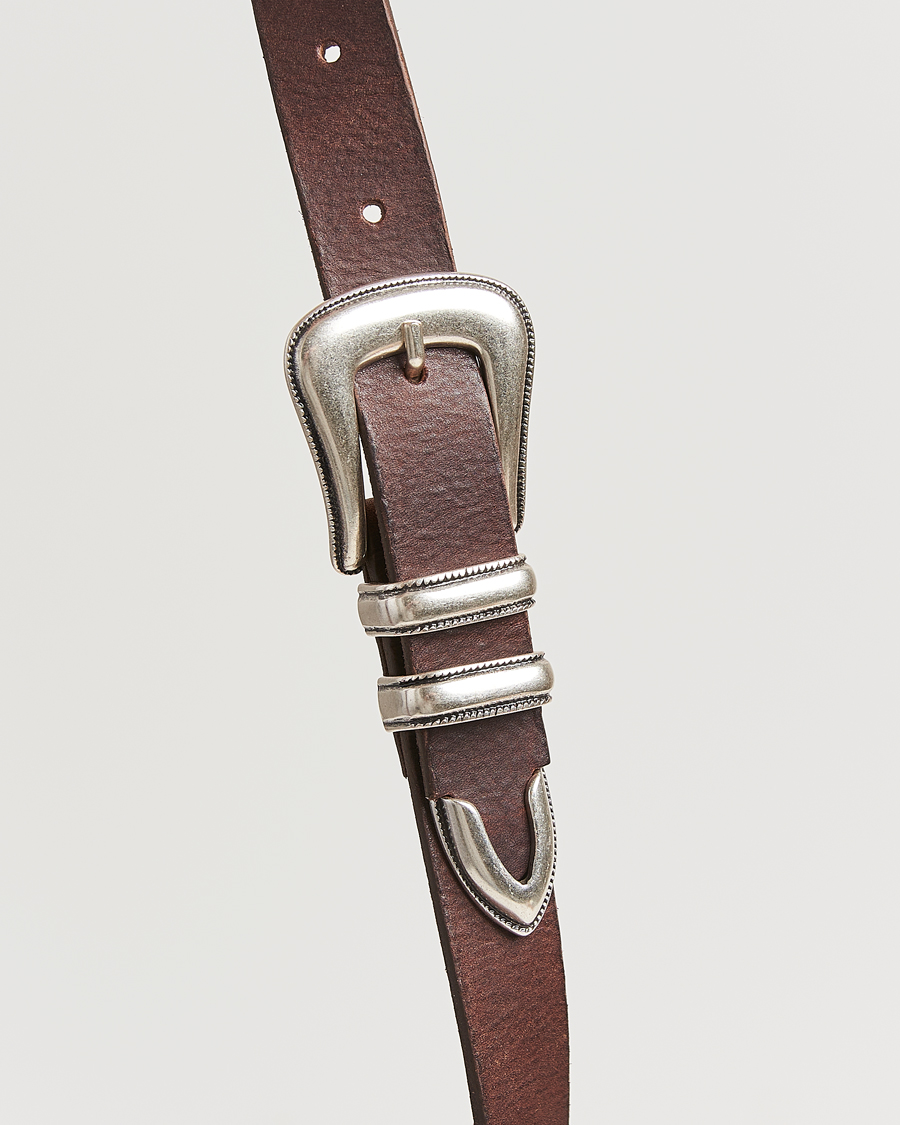 Nudie Jeans Western Silver Belt Dark Brown