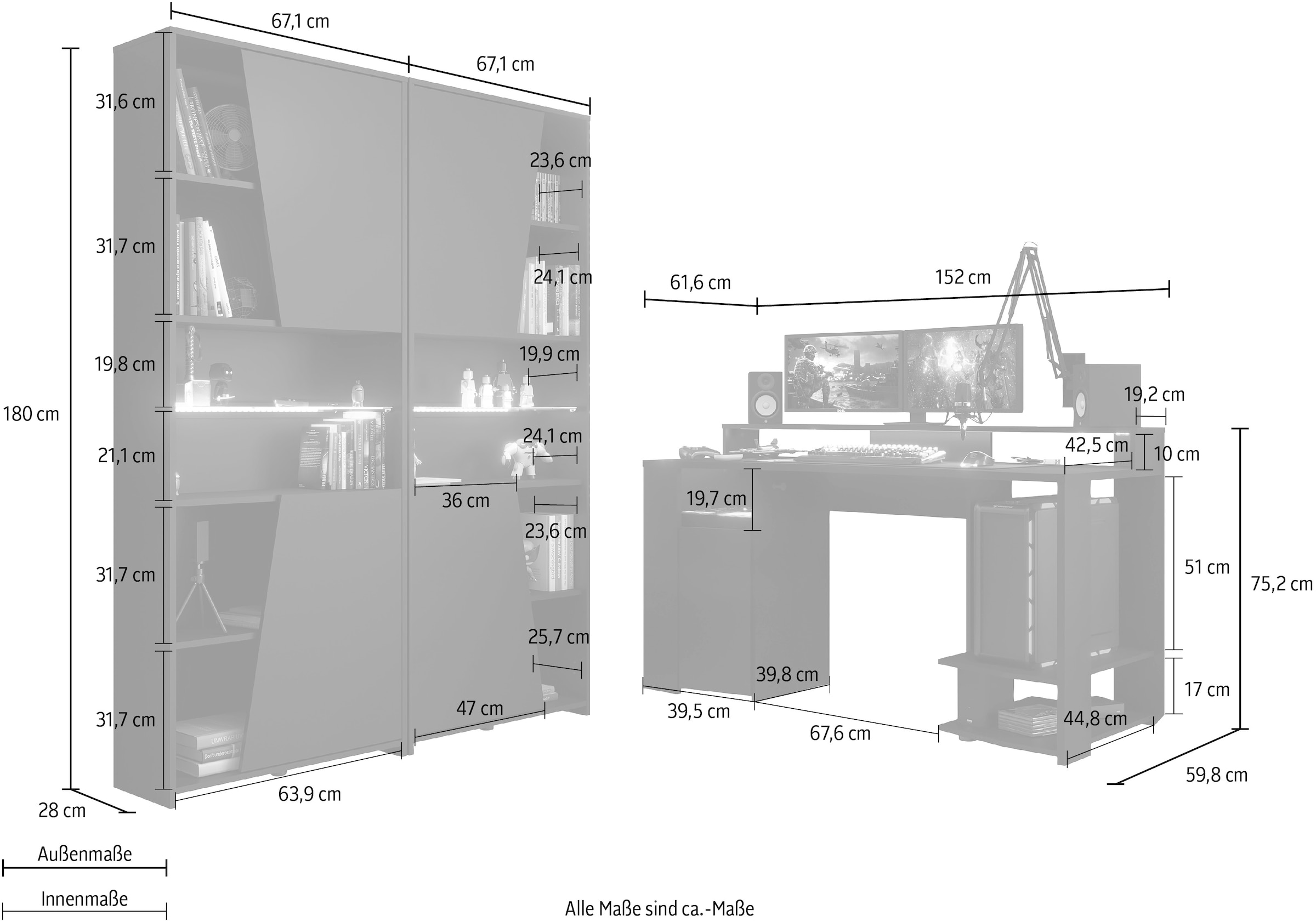 Parisot Jugendzimmer-Set »Gaming - Set« 3 Stk. tlg. Gaming-Set
