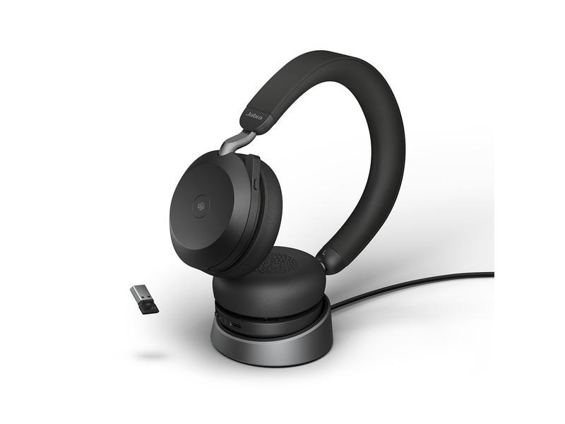Jabra Headset Evolve2 75 Duo MS Schwarz, USB-A, inkl. Lades Der neue Standard für hybrides Arbeiten. Erstklassige Soundtechnik für branchenweit führende Sprachqualität
