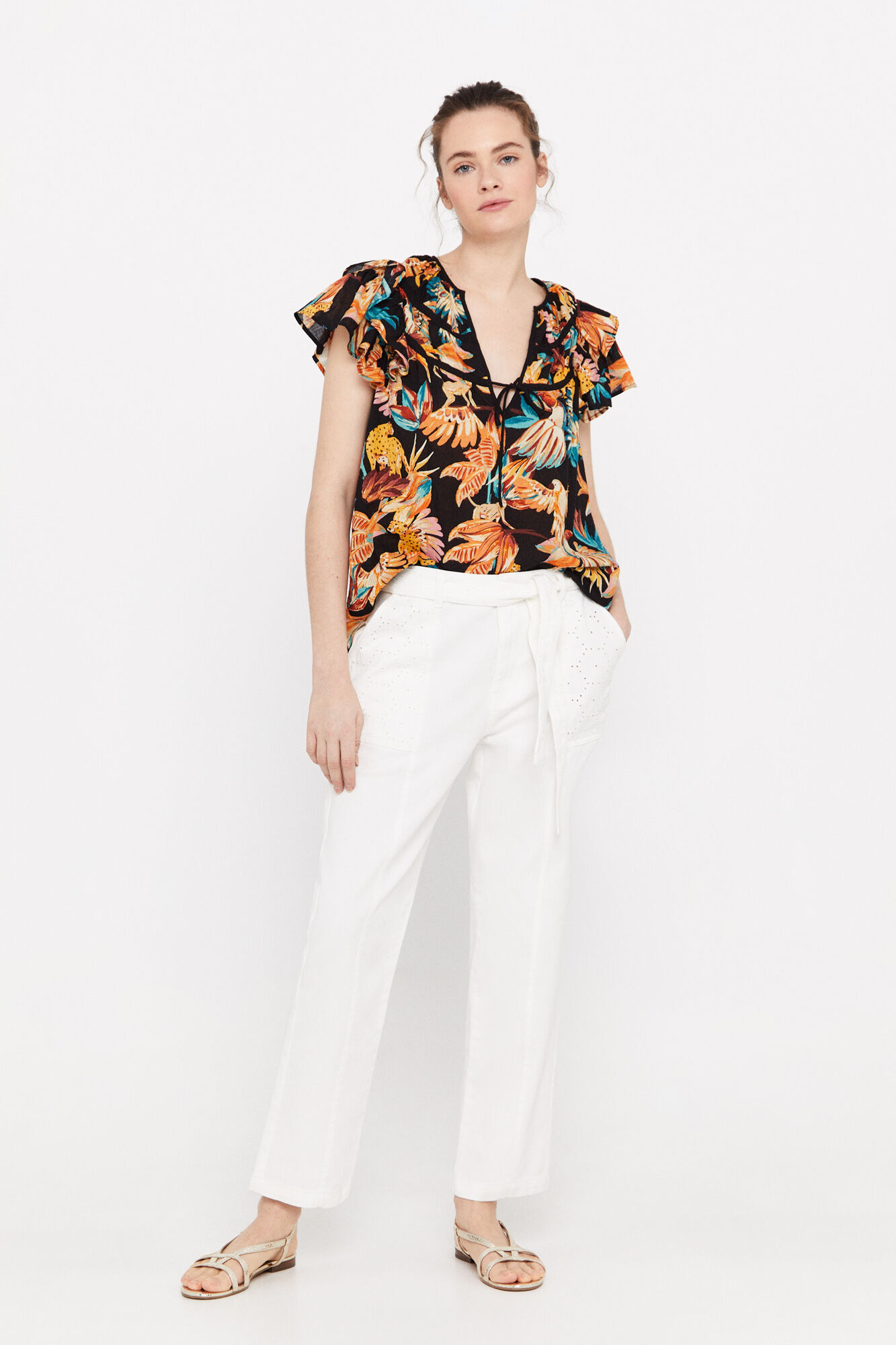 Calça cargo folgada - Marfim