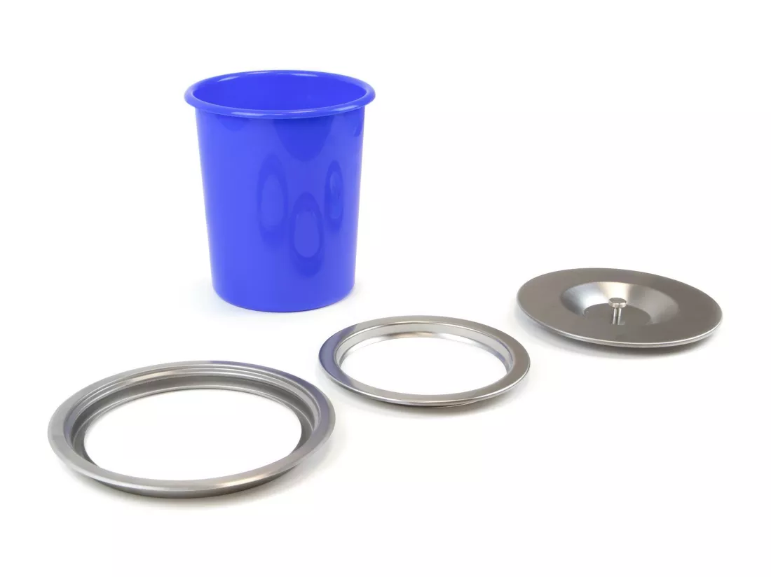 WELL HOME - Poubelle intégrée aux plans de travail, avec couvercle en inox 5L Bleu