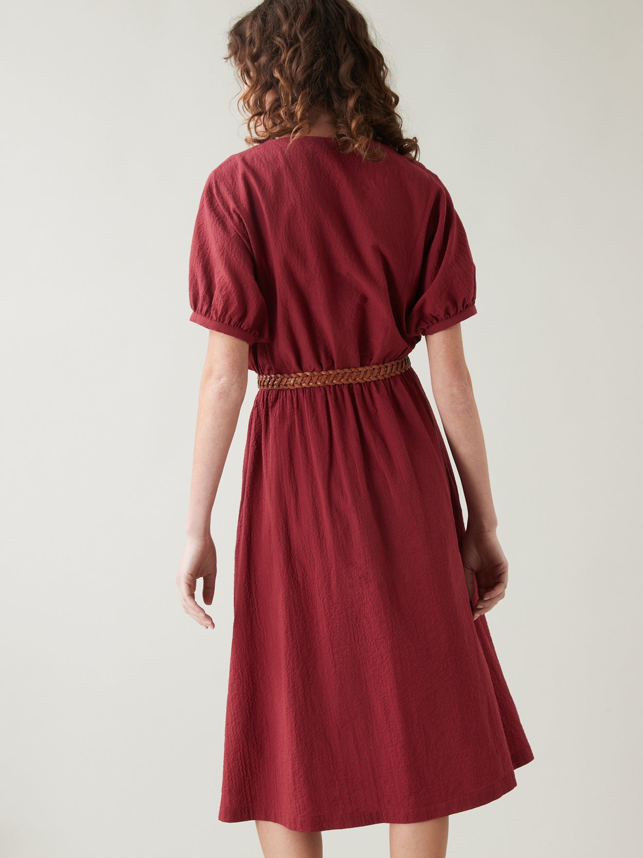Robe mi-longues seersucker uni femme