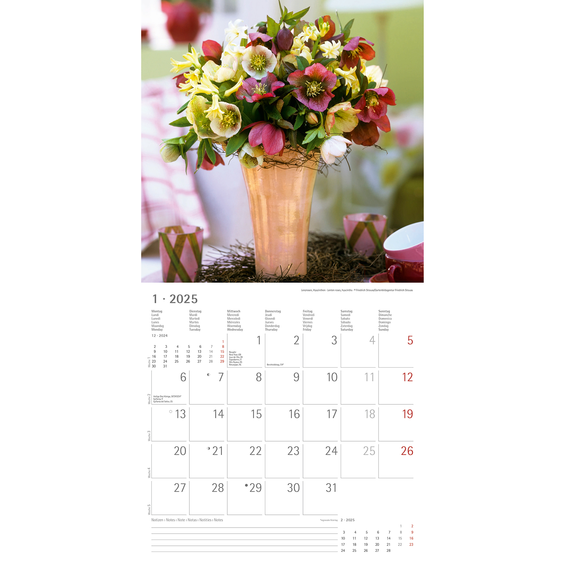 Broschürenkalender 2025 - Blumen - 30x30 cm