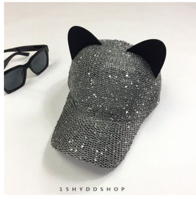 FROME - Baseballpet met kattenoren en pailletten