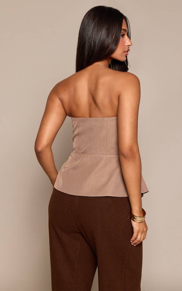 Taupe Haut Bandeau Asymétrique Plissé Petite