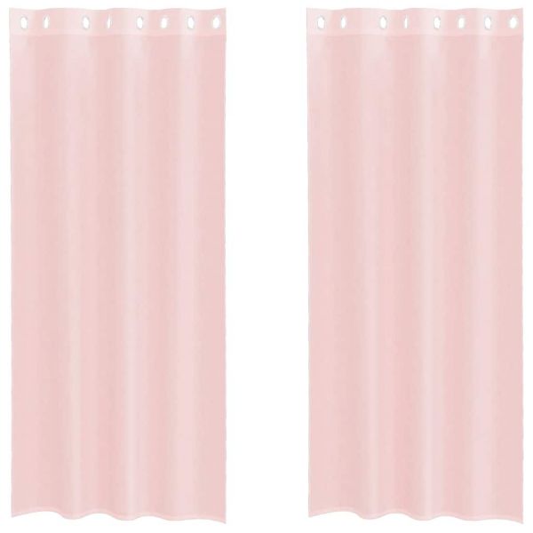 vidaXL Cortinas de Voile com Ilhós 2 Peças Rosa-claro 140x245 cm - 3593444359