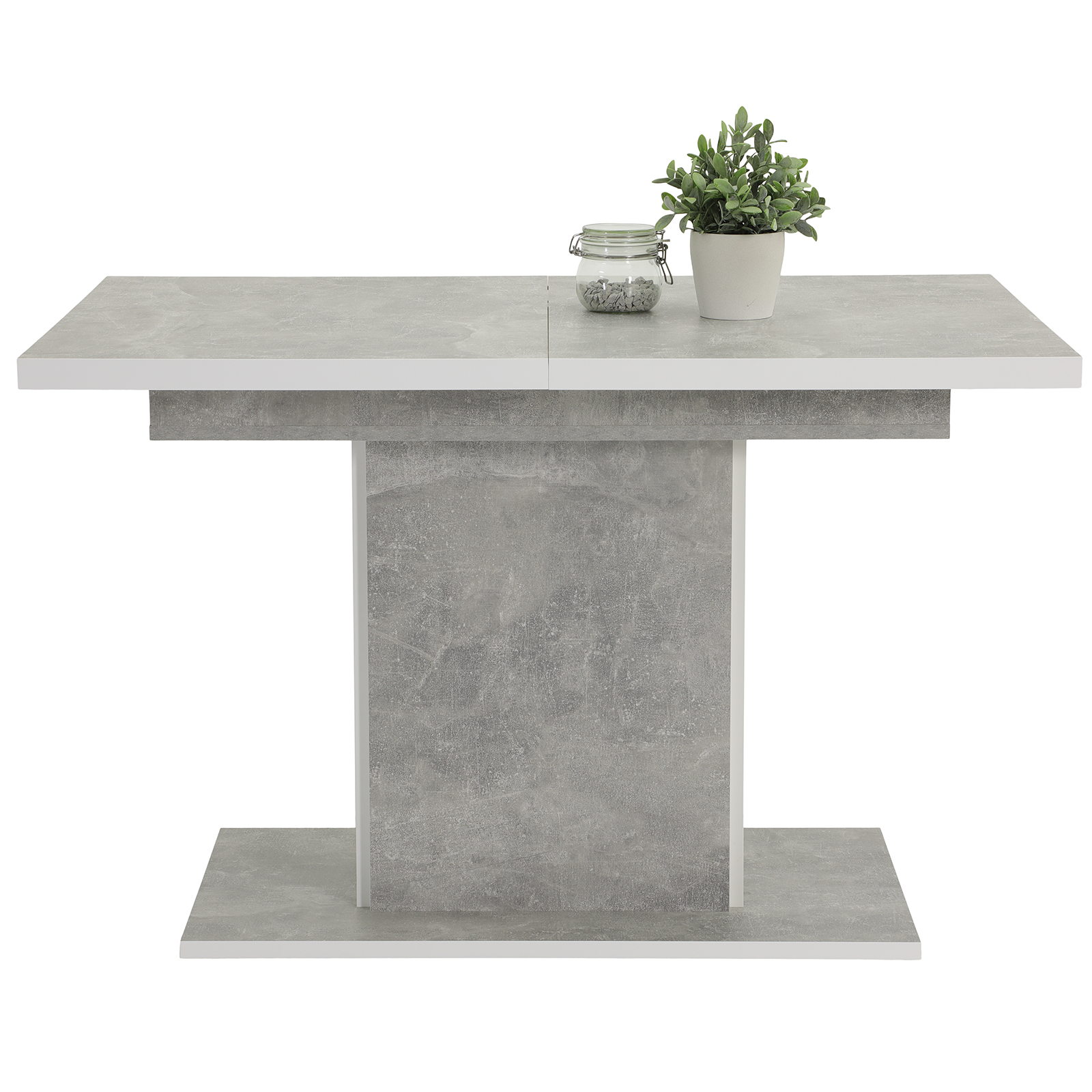 Esstisch - Betonoptik-weiß - ausziehbar bis 160 cm