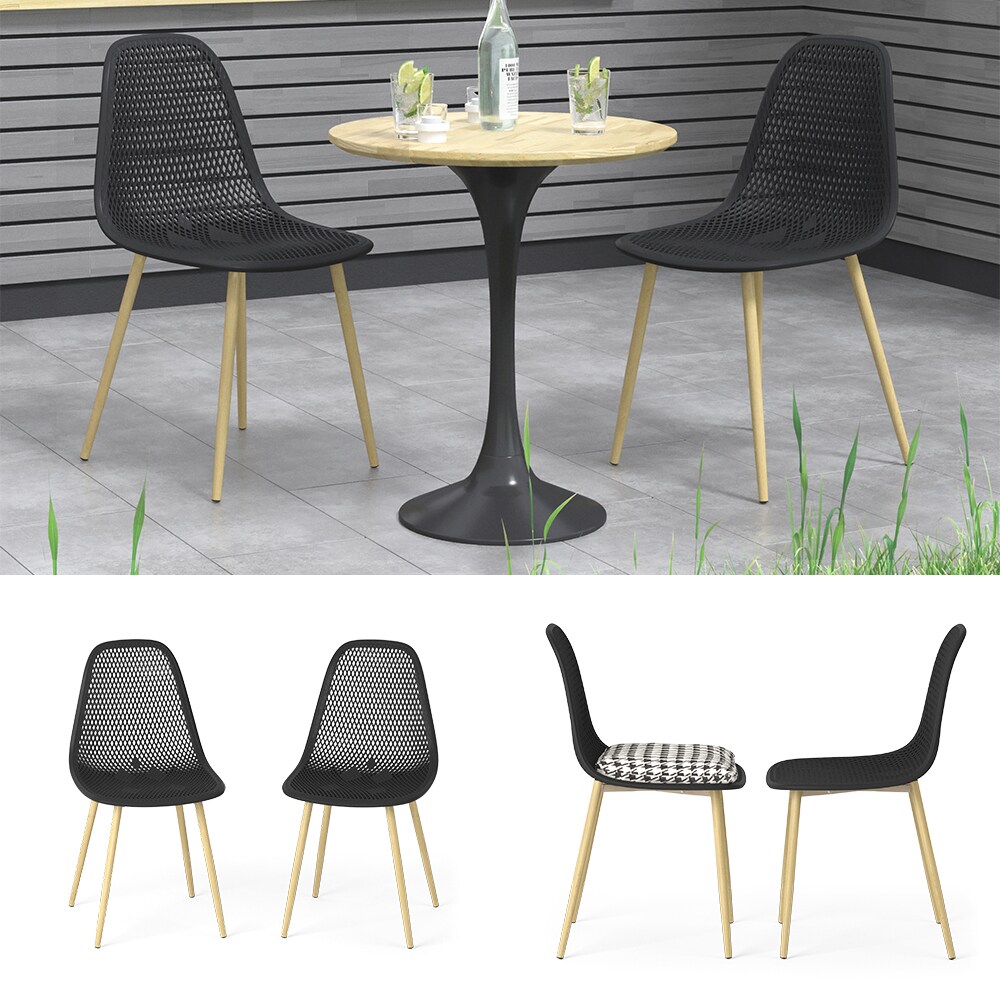 OK-Living Gartenstuhl Terrassenstuhl Balkonstuhl Joko Schwarz Sitzschale 2er Set