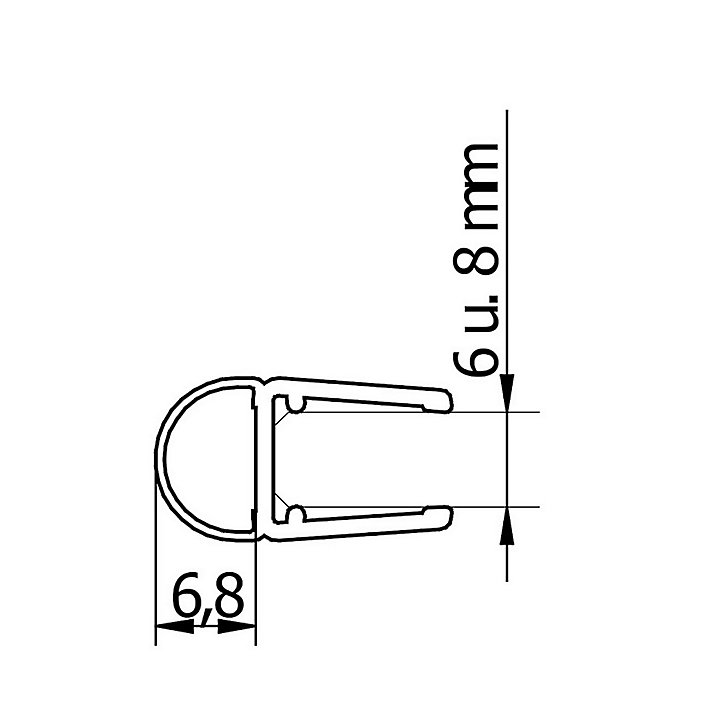 Joint d'étanchéité bas ou vertical pour portes et parois de douche, 200 cm