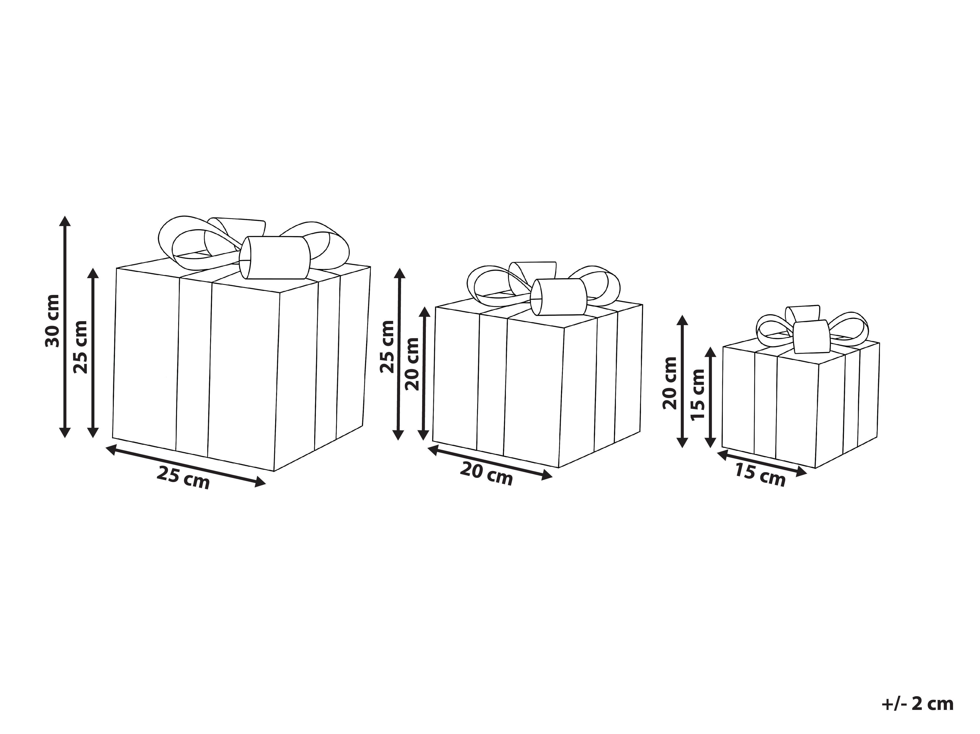 Set van 3 kerstdecoraties LED TOFTE Kerstcadeaus 20/25/30 cm Goud