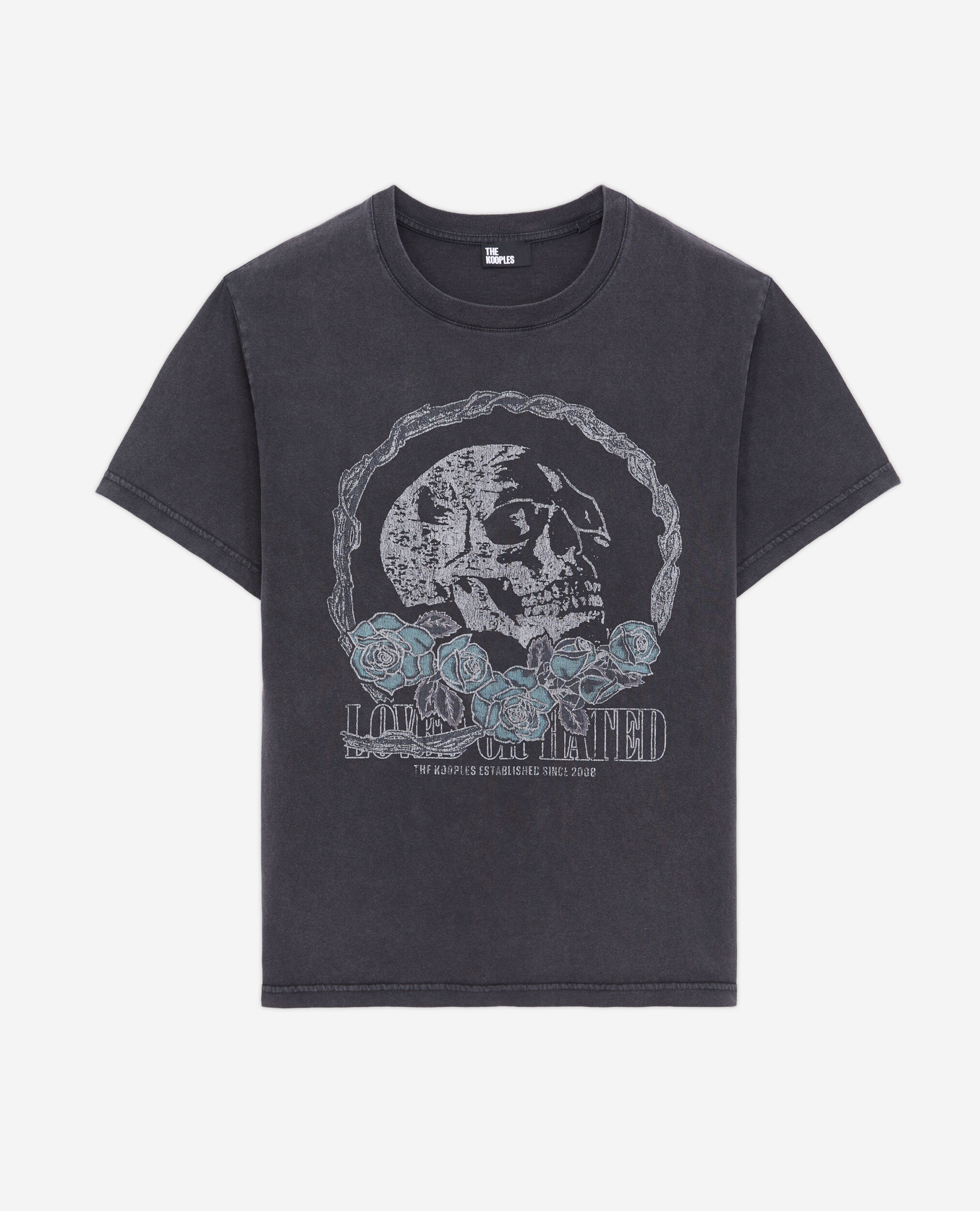 T-shirt noir avec sérigraphie Vintage skull