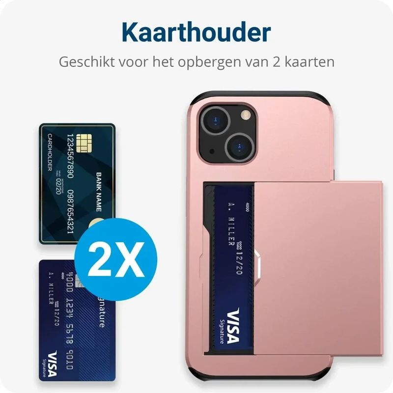 Samsung - Galaxy S25 Ultra - Hoesje met Kaarthouder - Roze - TPU en Hard Plastic