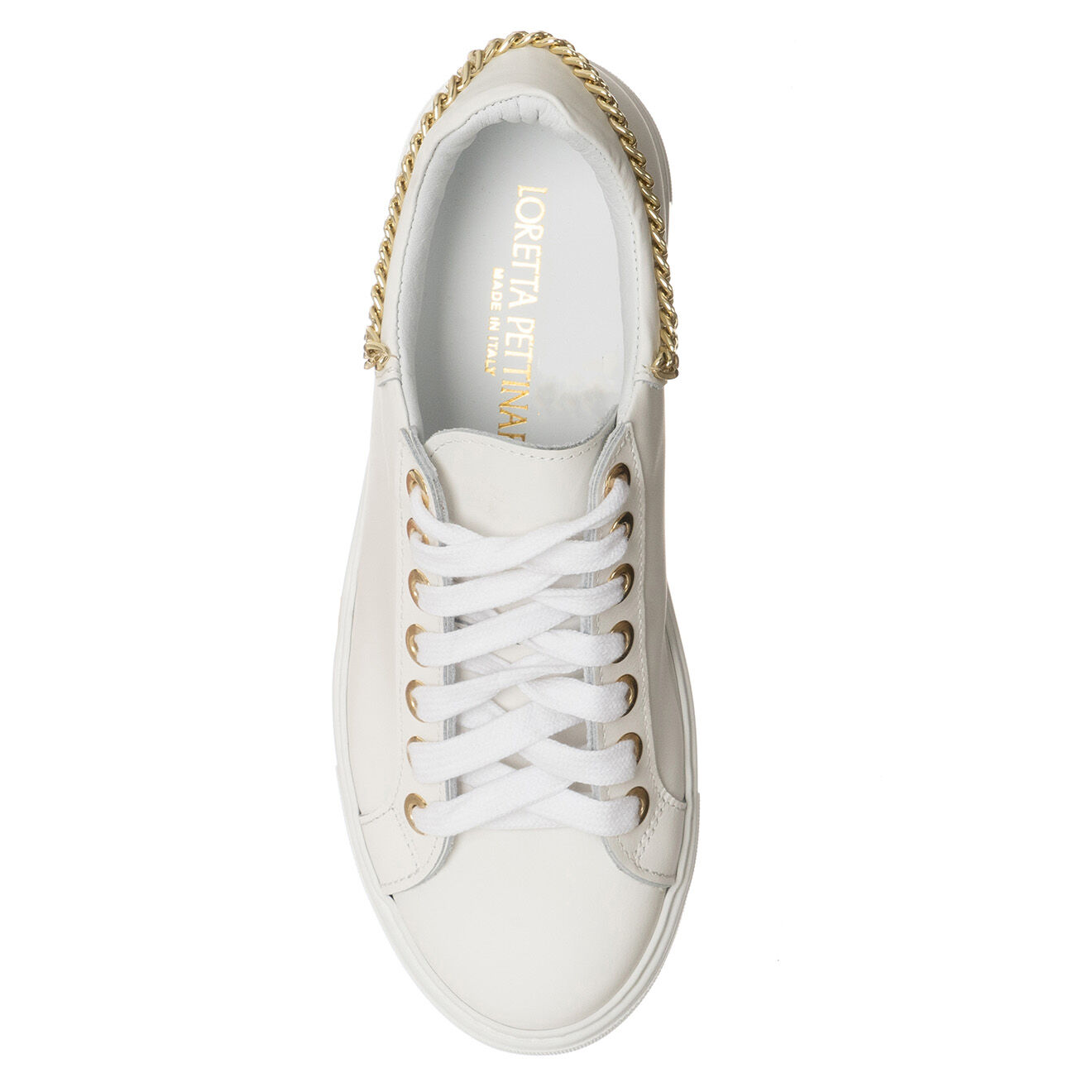 Loretta Pettinari Sneakers en Cuir Bia blanc/doré