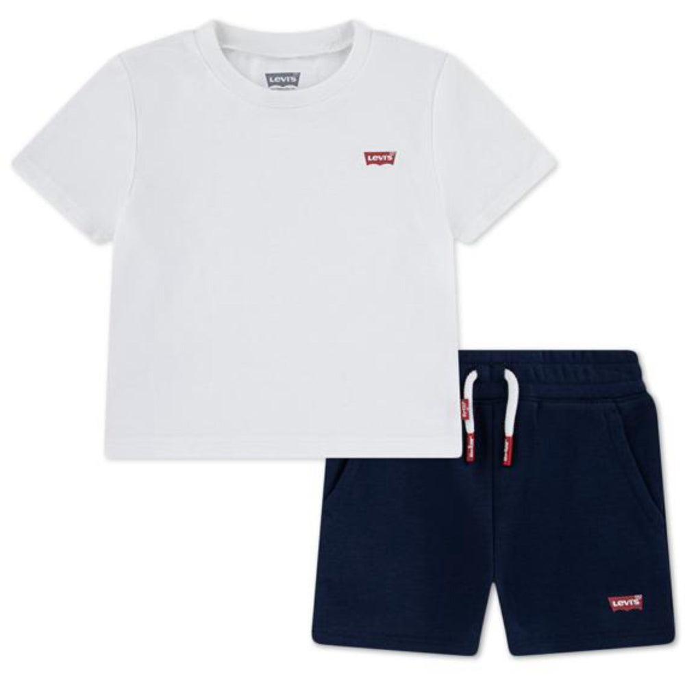 Køb Levi's Bright White Lvb Batwing T-Shirt & Strik Shorts Sæt