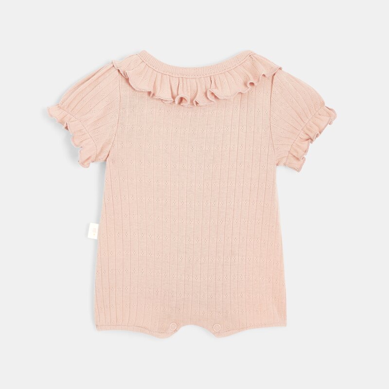 Combishort bébé fille en coton bio maille pointelle rose Absorba Rose