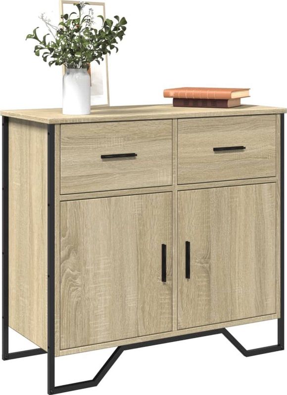 vidaXL - Dressoir - Sonoma Eikenkleurig - Bewerkte Hout - Metalen Poten