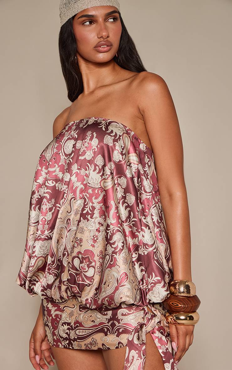 Prune Mini Robe Imprimée Bandeau À Effet Bouffant
