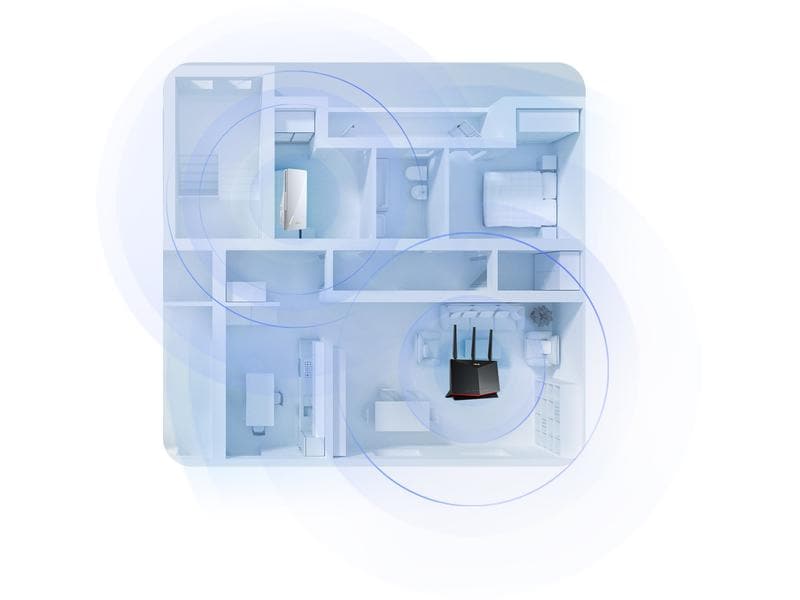 ASUS WLAN-Repeater RP-AX58 AX3000 Dualband WiFi 6 (802.11ax) Range Extender/ AiMesh Extender für nahtloses Mesh-WiFi; funktioniert mit nahezu jedem WLAN-Router