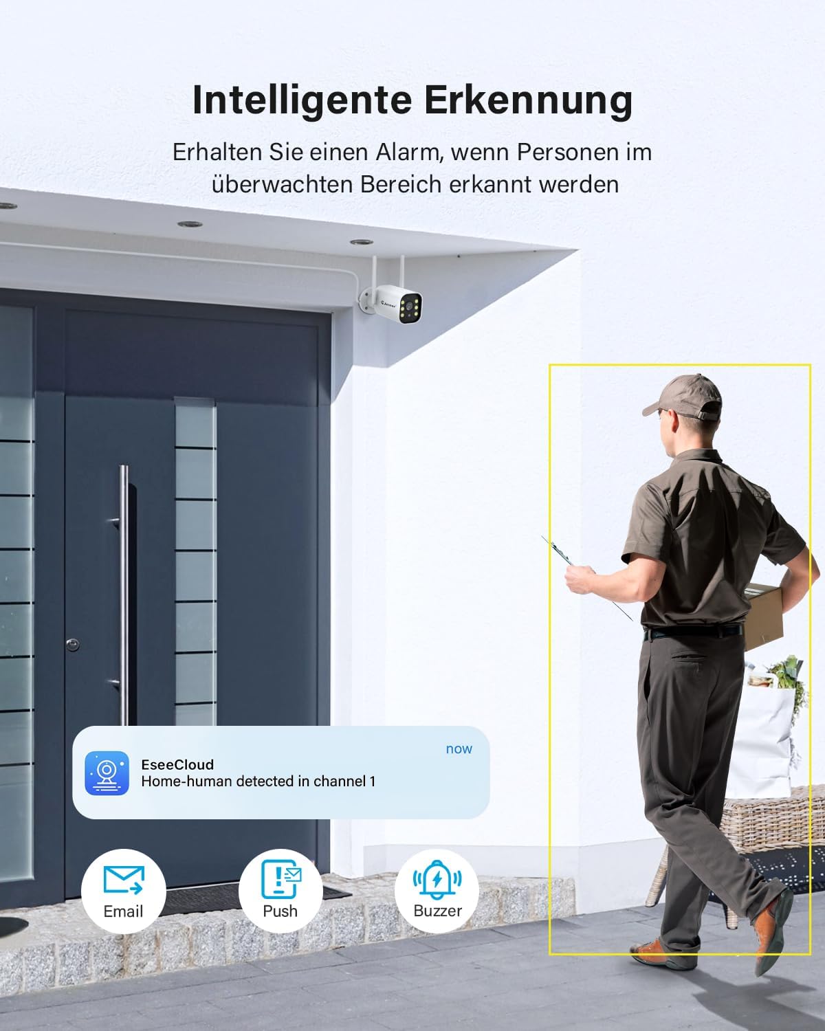 Jennov 5MP Überwachungskamera Set Aussen, 10CH 5MP WLAN NVR mit 4X WiFi Kamera Aussen mit 120° Weitwinkel, 24/7 Aufnahme, Personenerkennung, 2-Wege-Audio, Farb-Nachtsicht, 1TB
