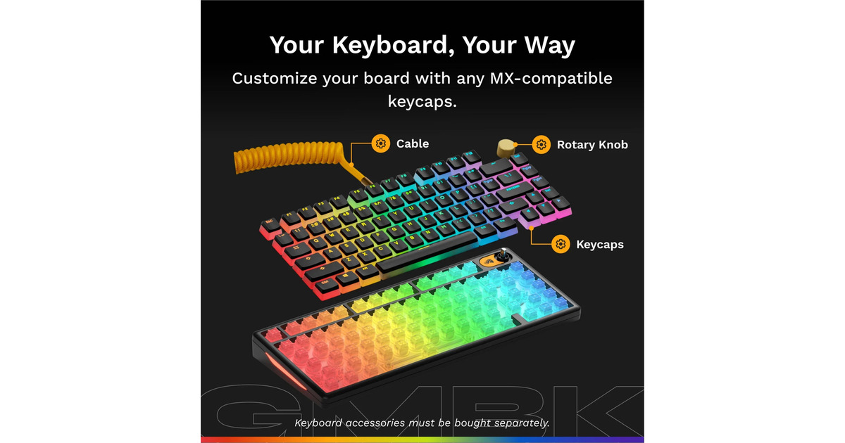 GloriousGMBK 75%, gaming toetsenbord  (Zwart, US lay-out, Membraan, 75%, RGB)