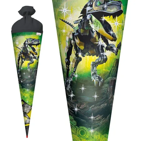 Roth Motiv-Schultüte, Robo-Rex, 70cm, rund, Rot(h)-Spitze, Filzverschluss, Folie