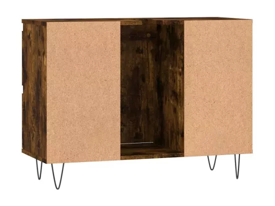 Armoire salle de bain chêne fumé 80x33x60cm bois d'ingénierie