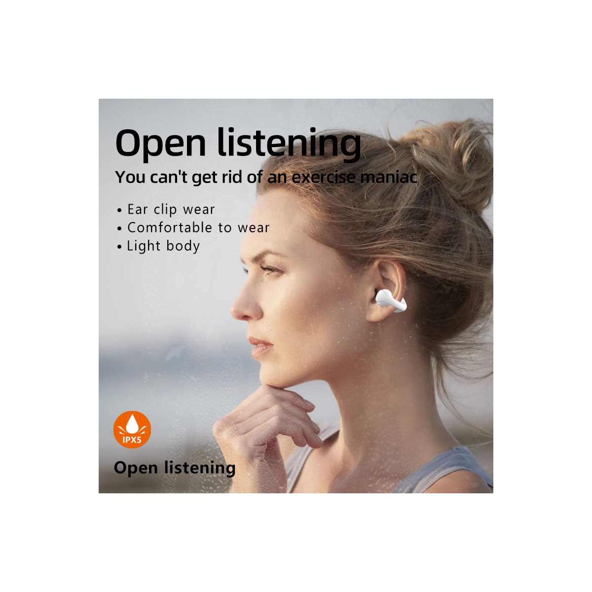 Trådløse Bluetooth 5.3 Bone Conduction-hodetelefoner Sort